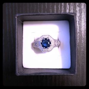 Blue stone fashion cocktail statement ring